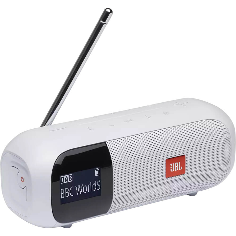 Radio portabil JBL Tuner 2, DAB/FM, Bluetooth, IPX7, Alb