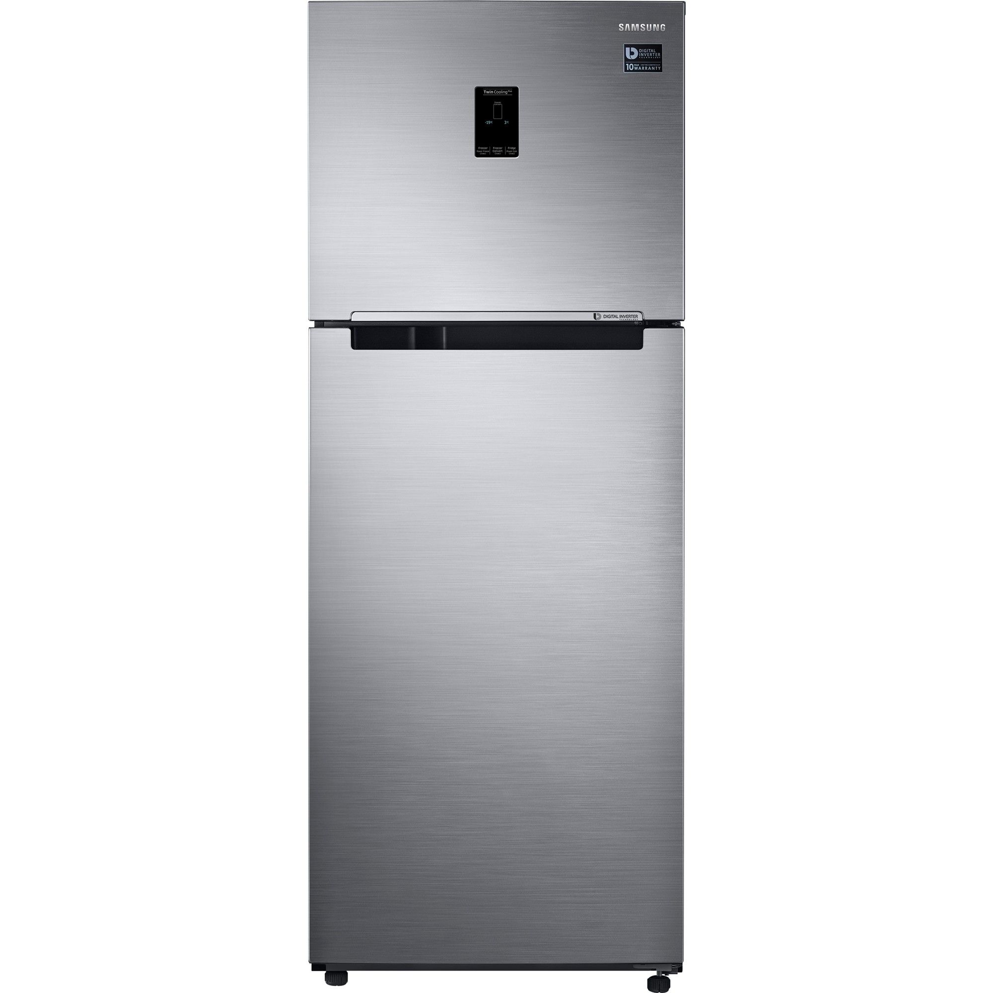  Frigider cu doua usi Samsung RT38K5530S9/EO, 384 l, No frost, Twin Cooling Plus, Ice Maker, Clasa F (Clasificare energetica veche Clasa A+), H 178.5 cm, Argintiu 