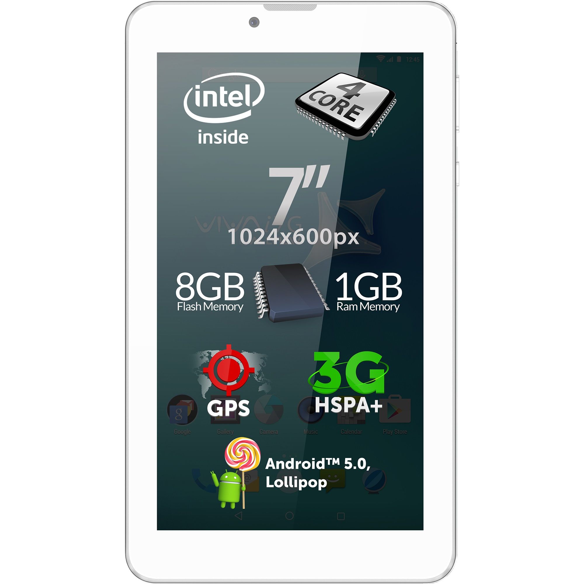  Tableta Allview VIVA i7, Dual-Core, 7", 8GB, 3G, Alb 
