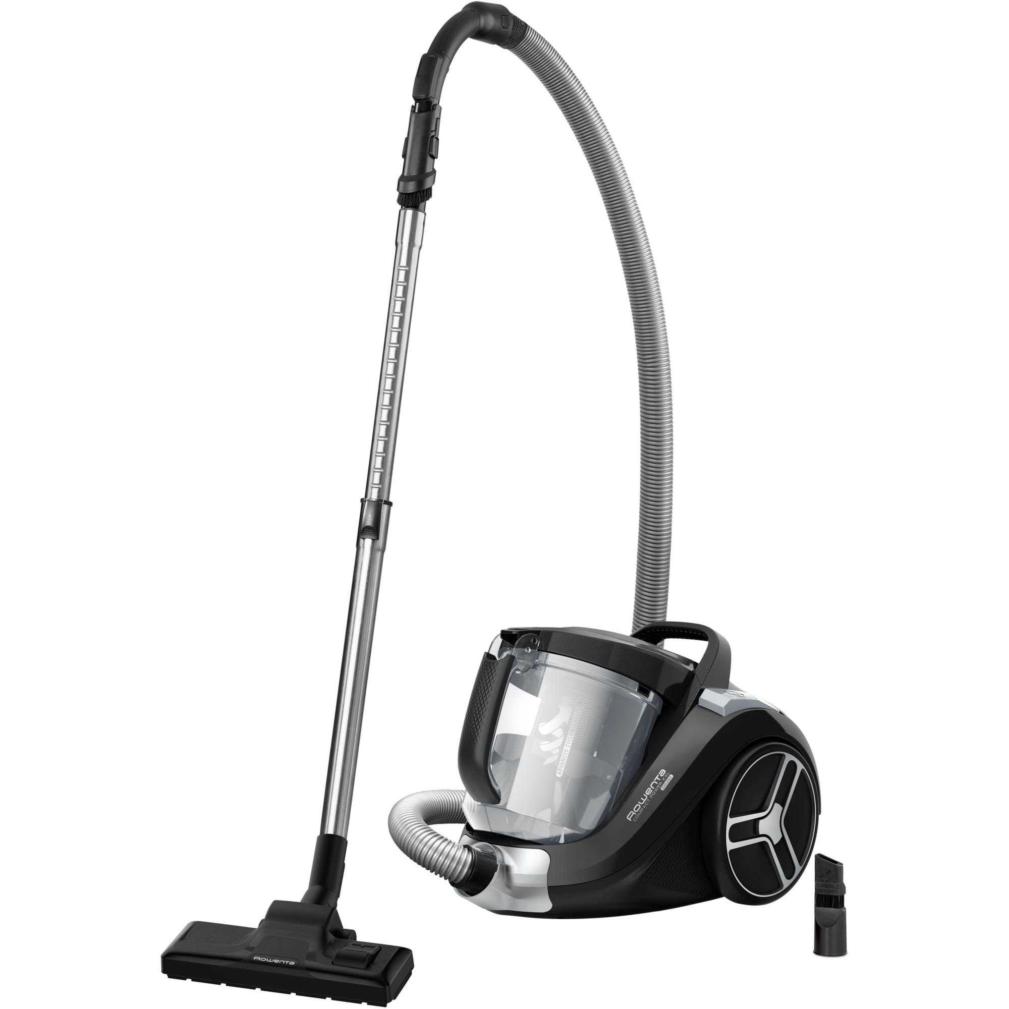 Aspirator fara sac Rowenta Compact Power XXL RO4825EA, 550 W, 2.5 L, 22 kWh/an, Tub telescopic, Perie easybrush, Sistem Clean Express, Raza de operare 8.8 m, Negru