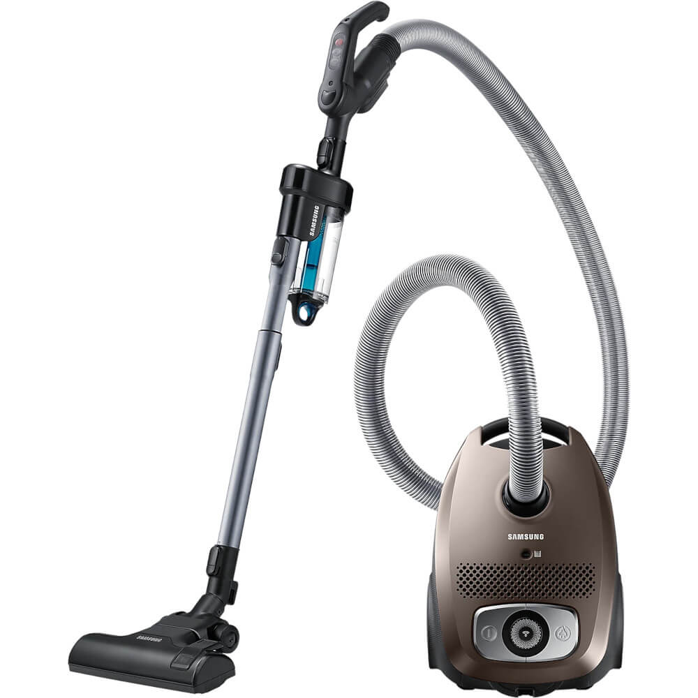  Aspirator cu sac Samsung VC079HNJGGD/OL, 750 W, 3 L, Control pe maner, Accesoriu Pet Care, Tub telescopic, Suprafata aspirare 10 m, 28 kWh/an, Negru/Maro 