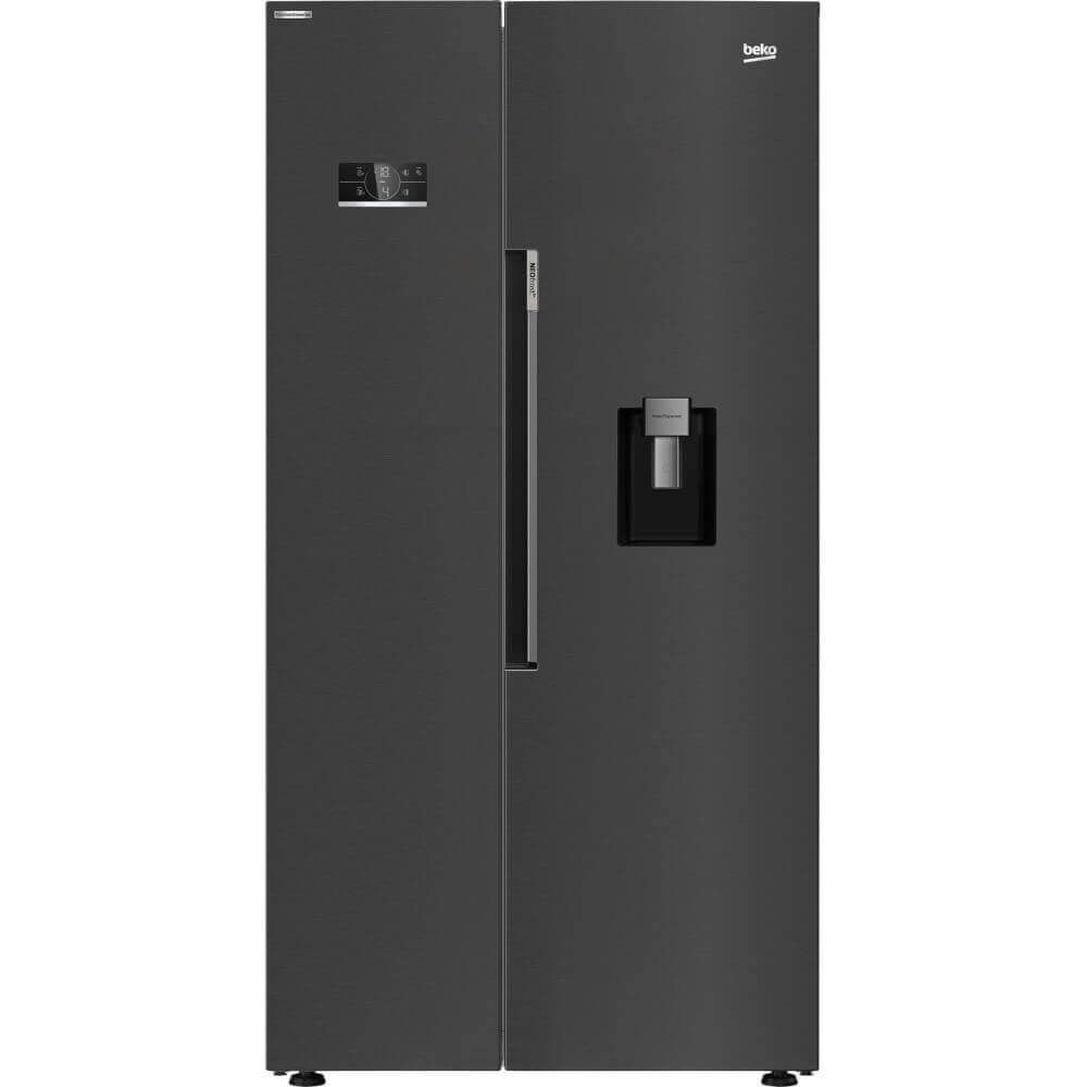 Side by Side BEKO GN163241DXBRN, NeoFrost Dual Cooling, 576 l, H 179 cm, Vacation Mode, Compressor ProSmart Inverter, Display touch control, Clasa E, Dark inox