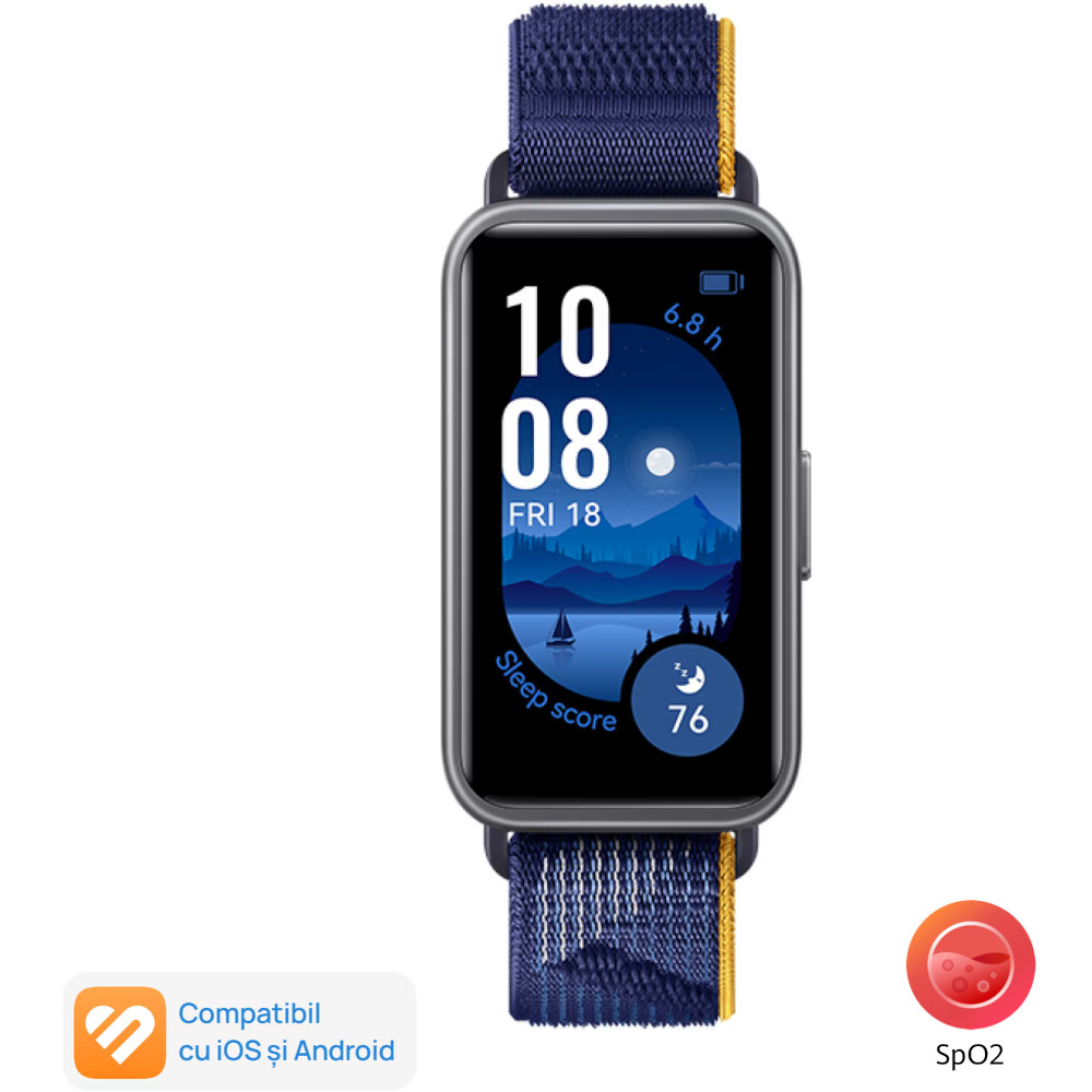 Smartband fitness Huawei Band 9, Dark Gray Body with Blue Nylon Strap