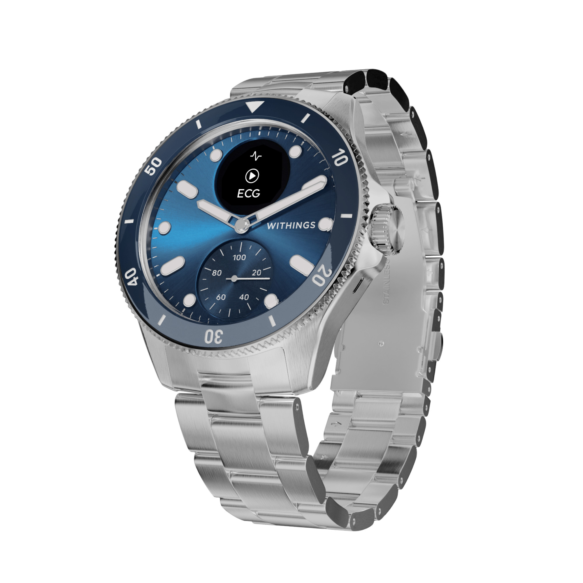 Smartwatch Withings Scanwatch Nova, 42mm, Bluetooth, Albastru, Curea argintiu