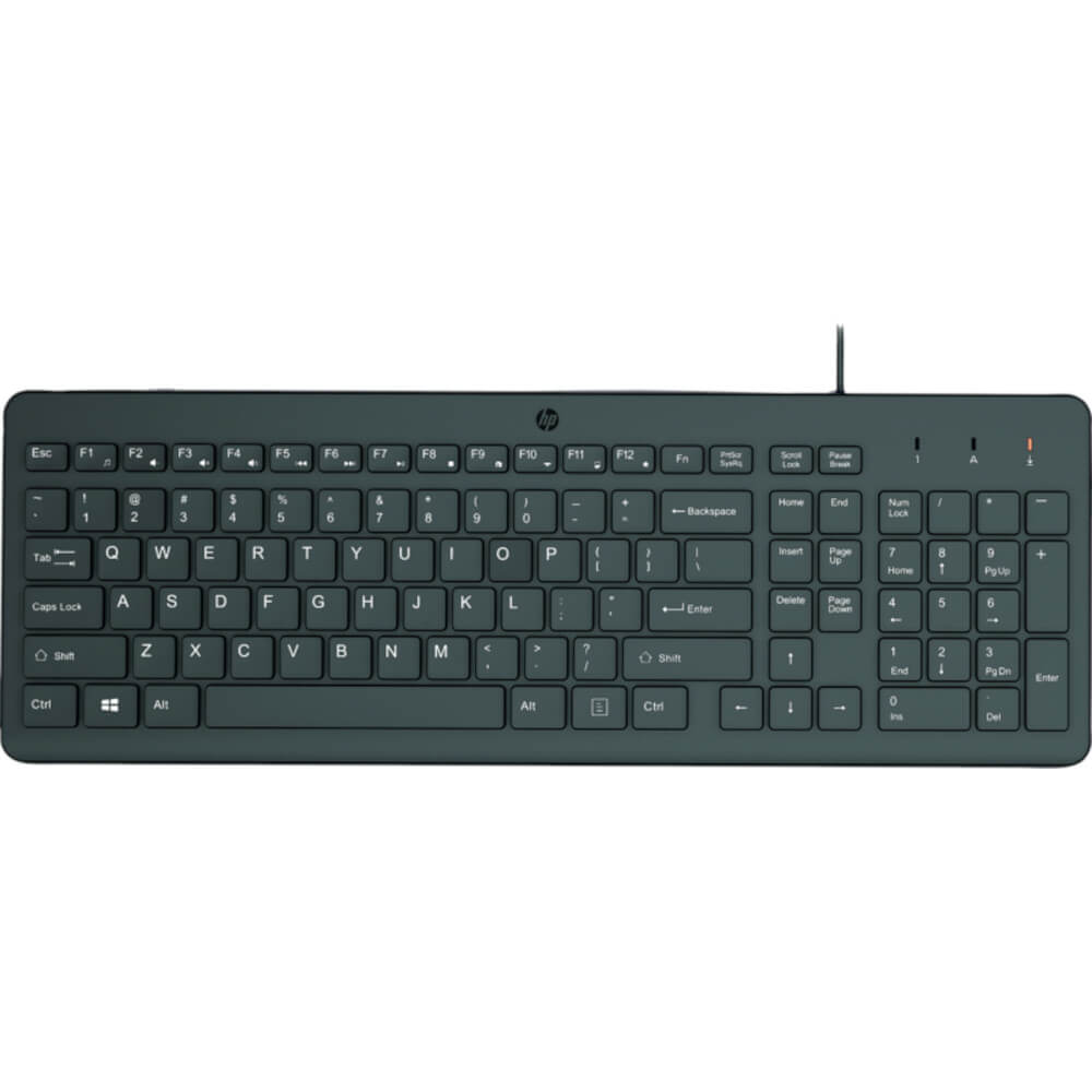 Tastatura cu fir HP 150, Cablu 1 m, USB, Negru