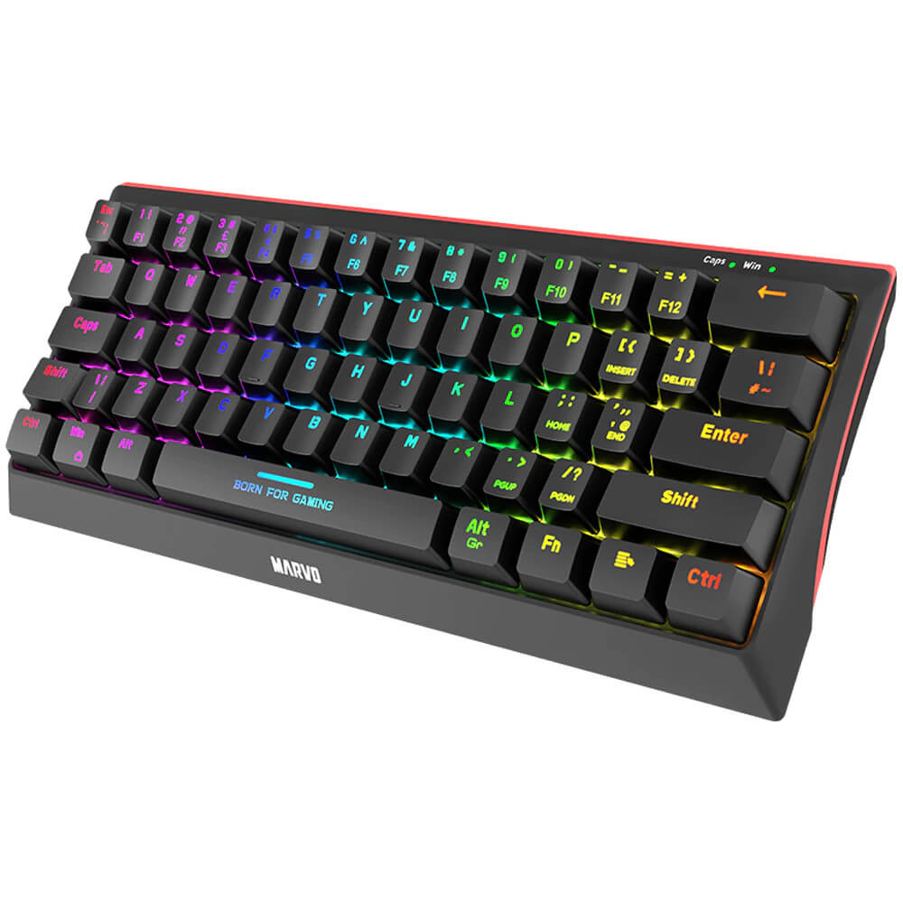 Tastatura Gaming Marvo Kg962, Iluminare Rainbow, Mecanica, Negru