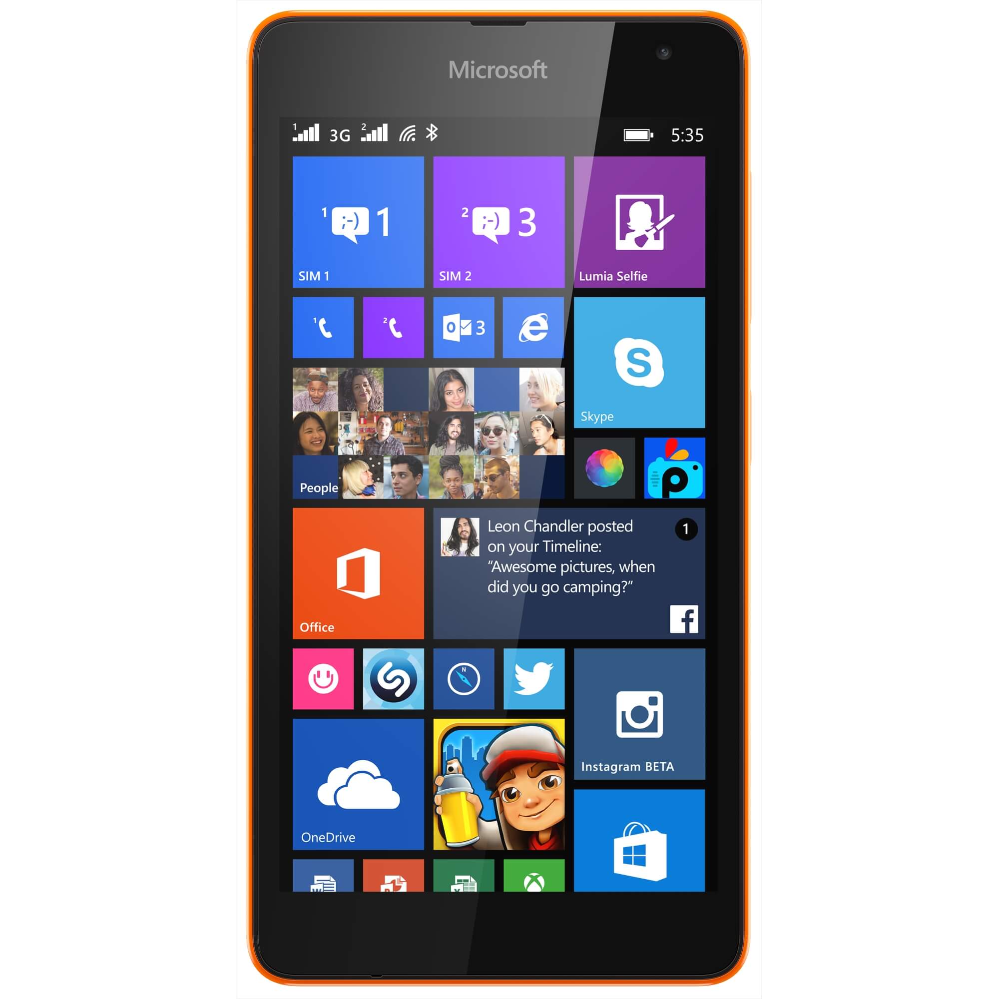  Telefon mobil Microsoft Lumia 535, 8GB, Dual SIM, Portocaliu 