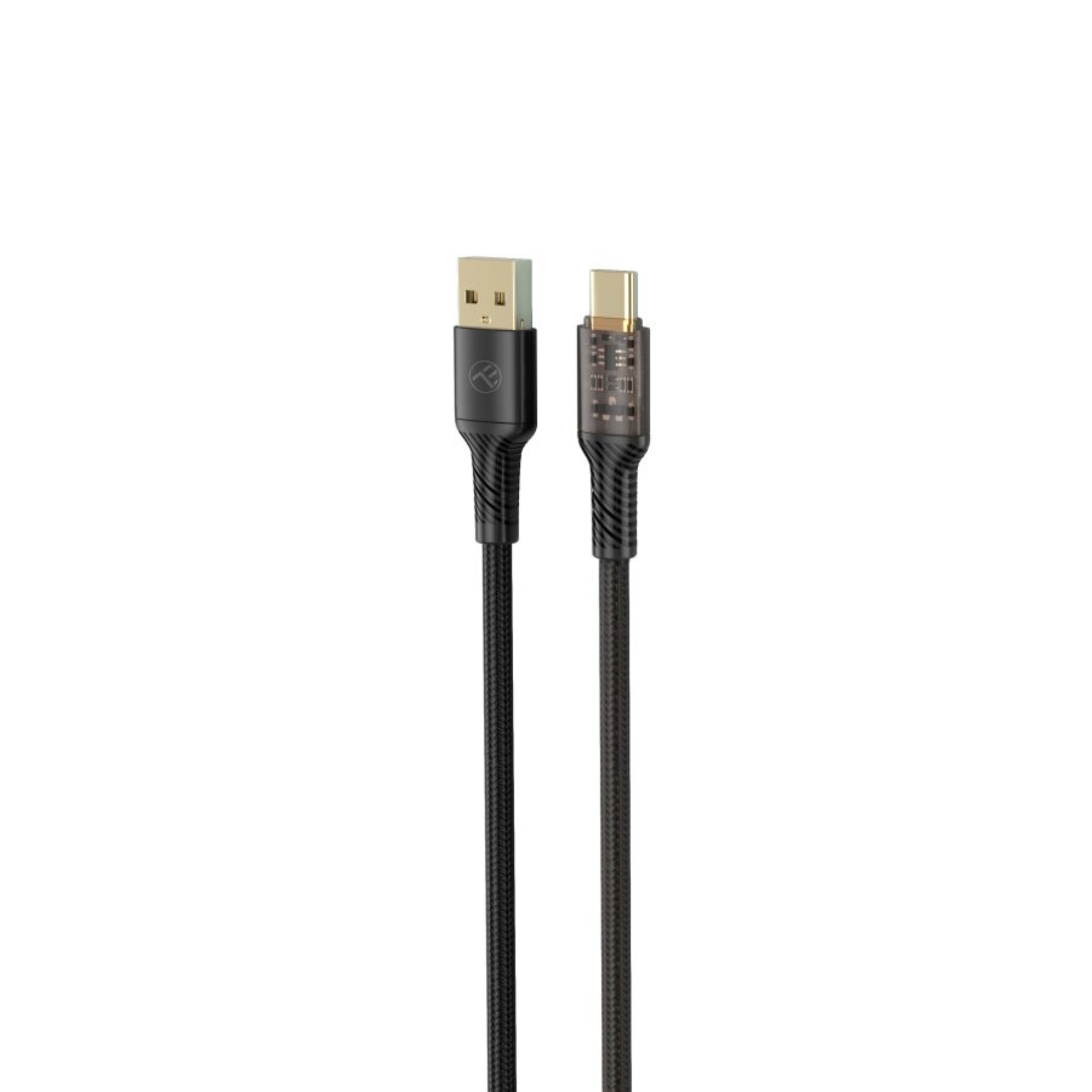 Cablu date Tellur, USB-A - USB-C, 1m, Transparent/Negru