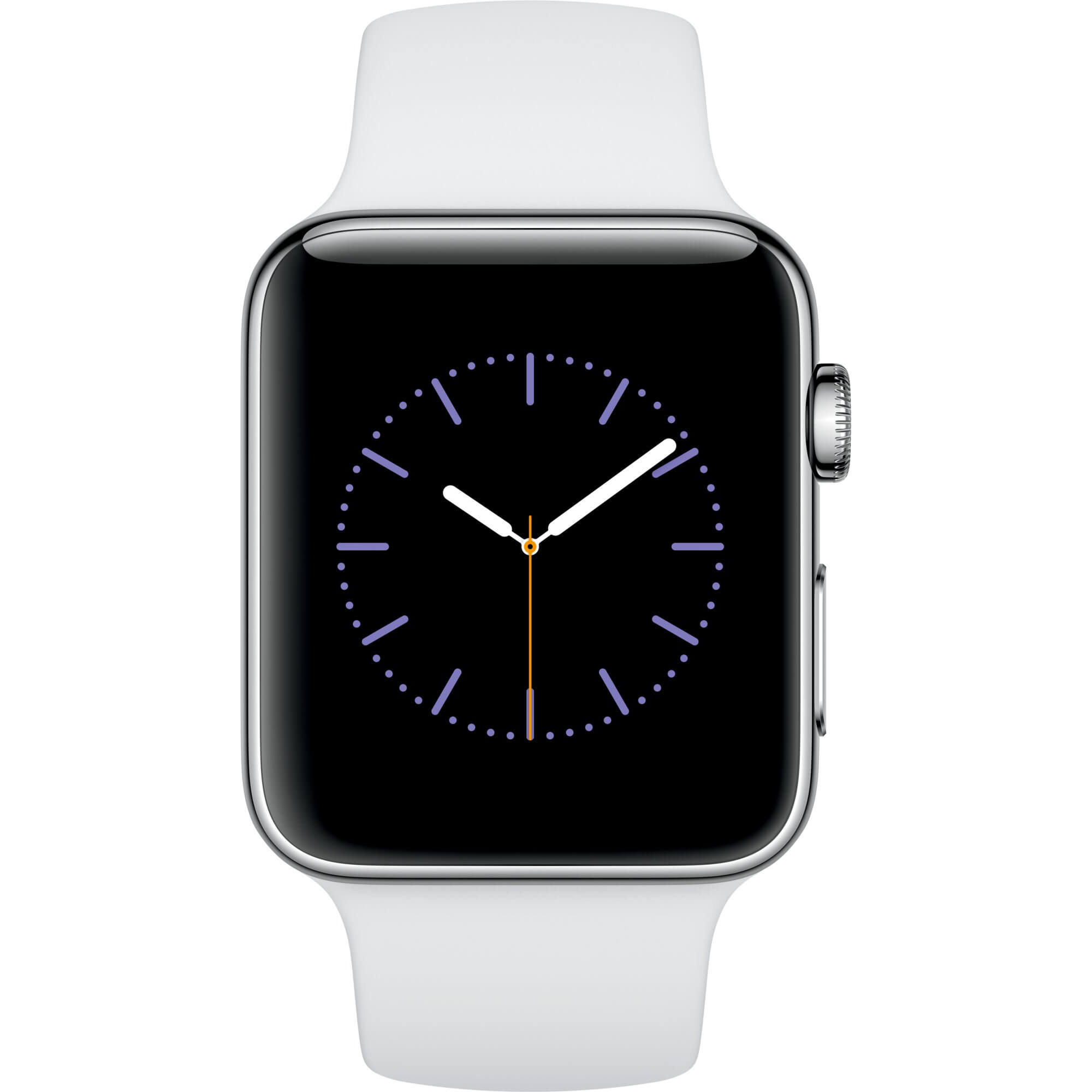  Apple Watch 2 42mm Stainless Steel Case, White Sport Band 