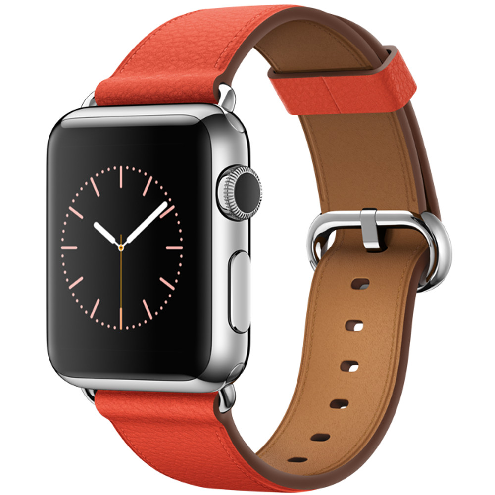  Apple Watch 38mm Stainless Steel Case, Red Classic Buckle 