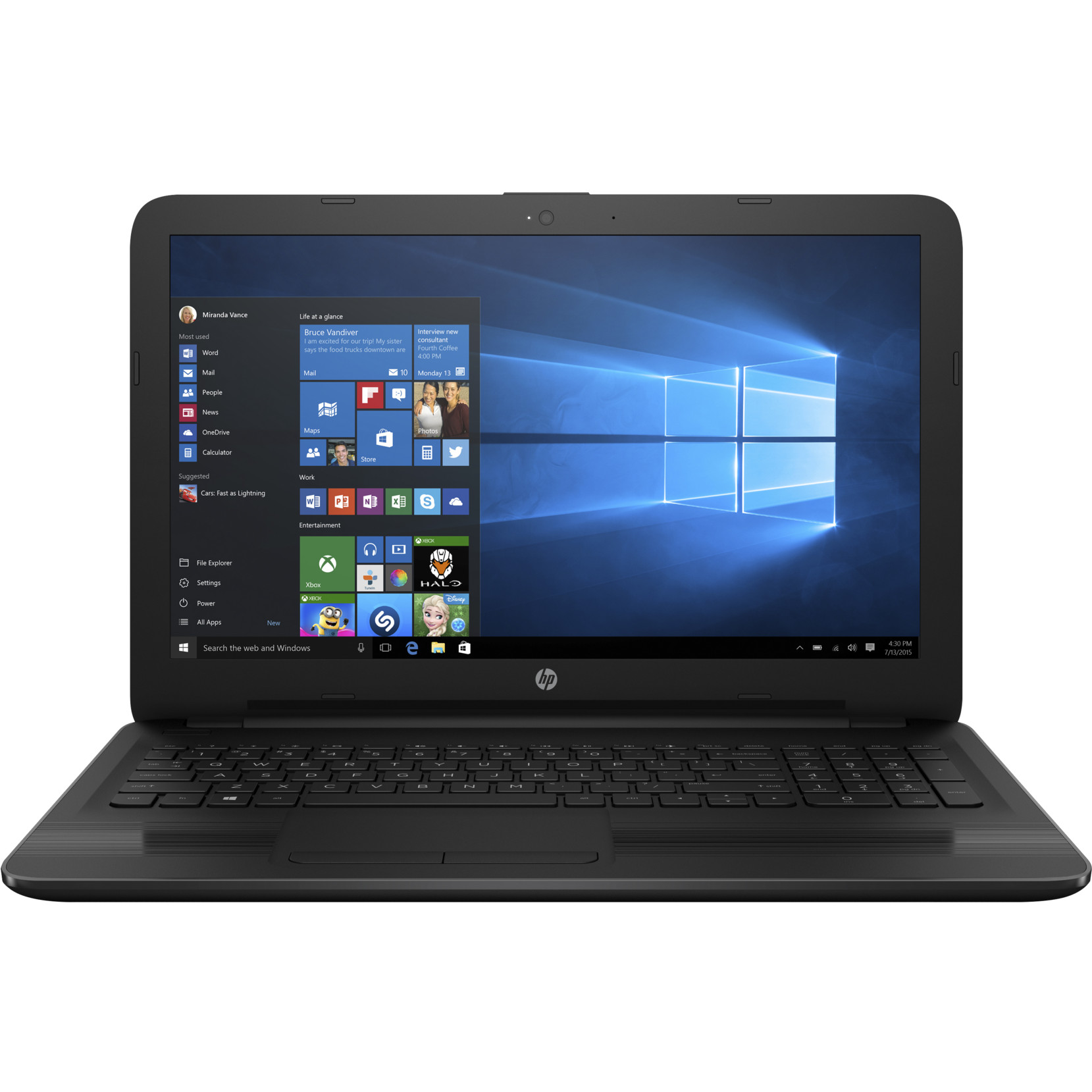 Laptop HP 15-AY014NQ, Intel Core i3-6006U, 4GB DDR4, HDD 500GB, Intel HD Graphics, Windows 10 Home