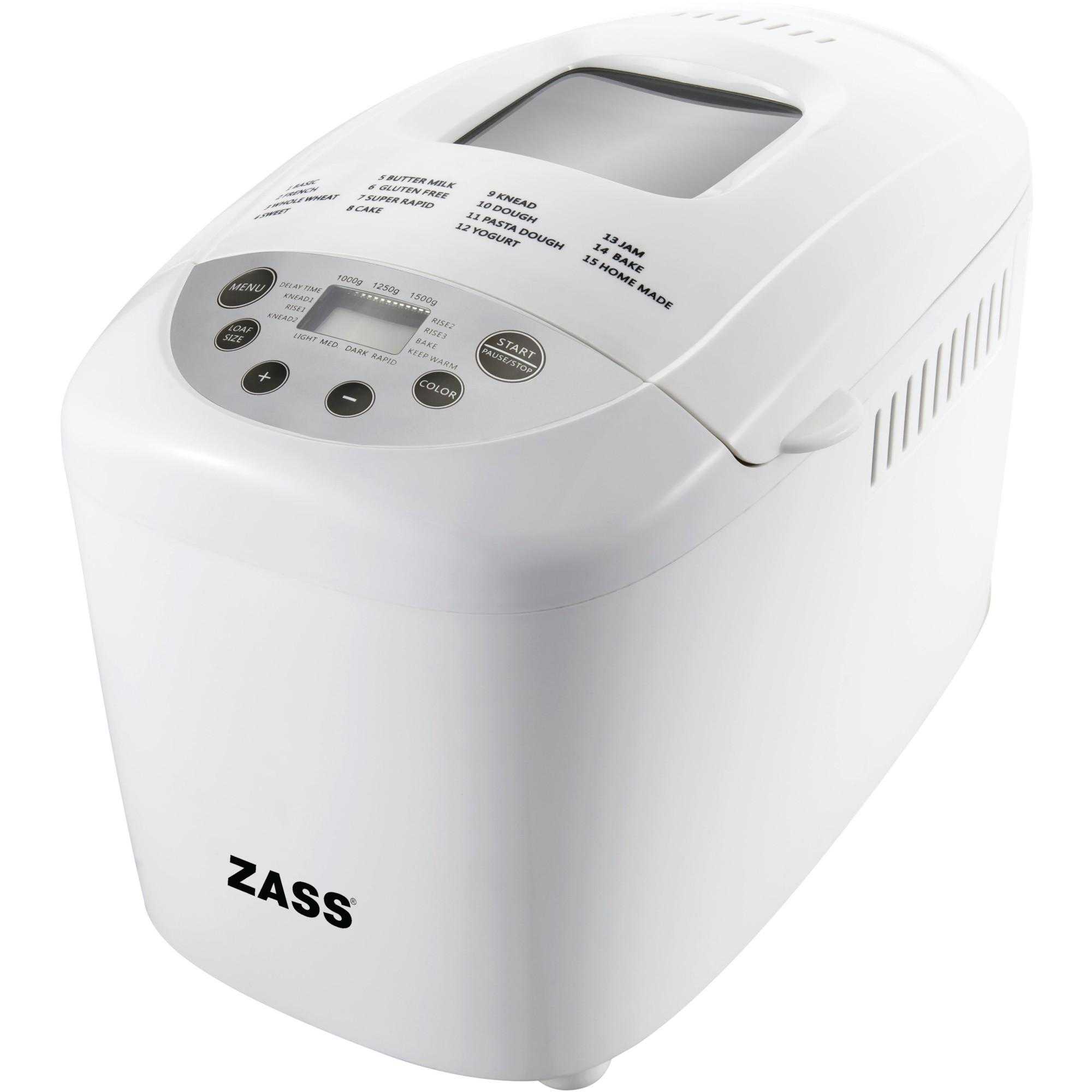  Masina de paine Zass ZBM 03, 850 W, 1500 g, 15 programe, Alb 