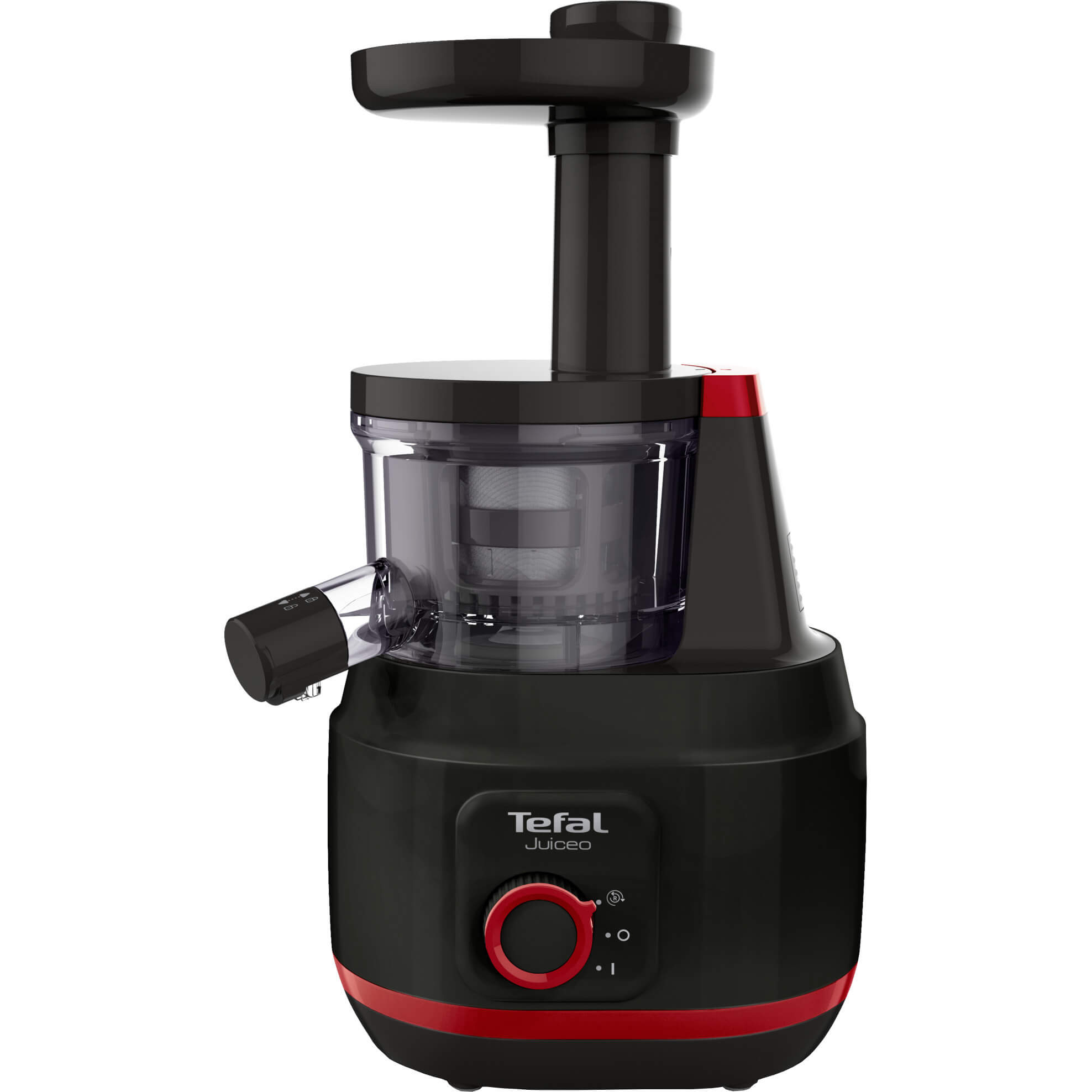  Storcator de fructe si legume cu melc Tefal ZC150838, 150 W, 0.8 l, Negru/Rosu 