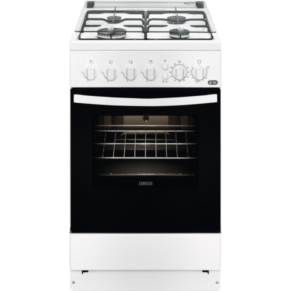  Aragaz Zanussi ZCG512H1WA, Gaz, 4 Arzatoare, Grill, Rotisor, Alb, Clasa A 