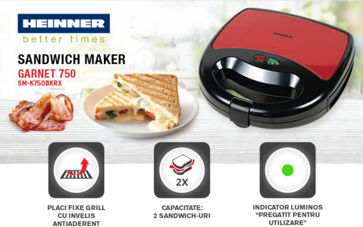 Sandwich maker Heinner Garnet 750 SM-K750BKRX