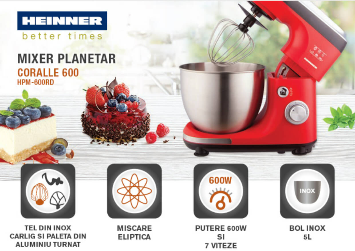 Mixer planetar Heinner HPM-600RD