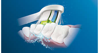 Actiunea de curatare dinamica Sonicare antreneaza fluidele printre dinti