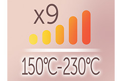 9x 150°C – 230°C